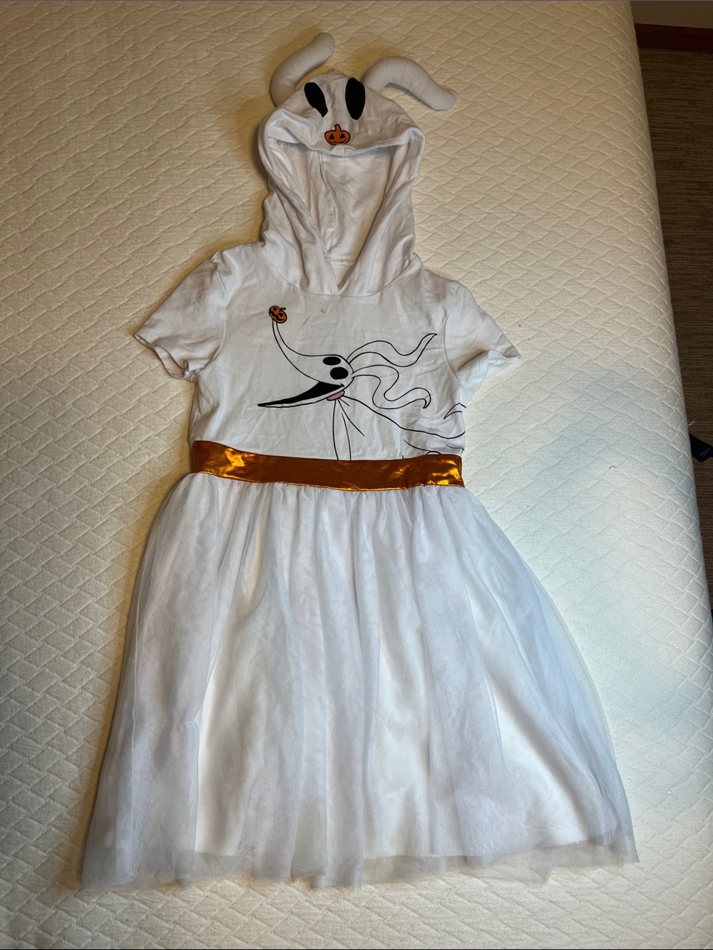 Disney Zero Nightmare Before Christmas Dog hooded dress, white/orange S (6/7)